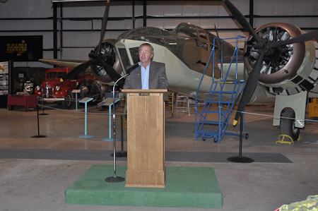 Evan Berger MLA Addresses the crowd