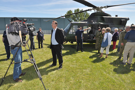 Rob Pedersen talks with the media